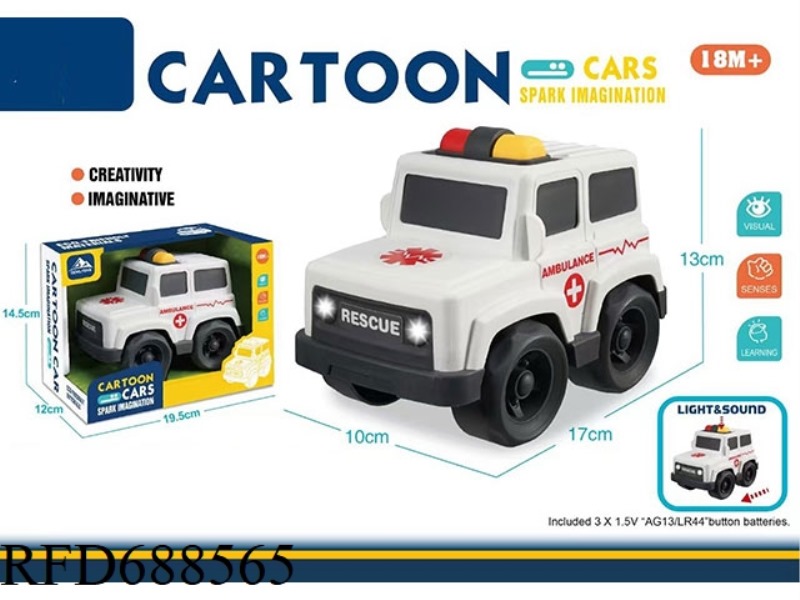 LIGHT AND SOUND - SLIDING CARTOON AMBULANCE