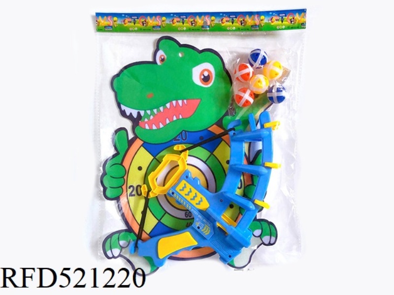 SHOOTING BOW AND ARROW WITH DINOSAUR TARGET STICKY BALL HOOK