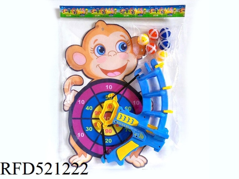 SHOOTING BOW AND ARROW WITH MONKEY TARGET STICKY BALL HOOK
