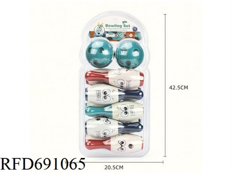 16CM SMILEY BOWLING 10 BOTTLES AND 2 BALLS (GCC)