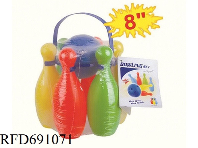 8-INCH BOWLING BALL 6 BOTTLES