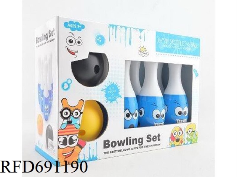25CM SMILEY FACE SHRINK FILM BOWLING BALL 6 BOTTLES 2 BALLS (GCC)