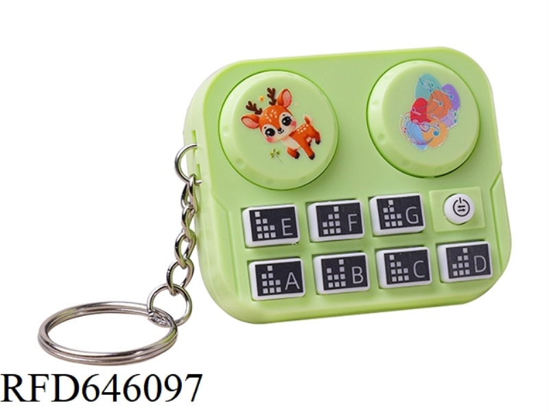 CARTOON DEER EDUCATIONAL MINI MUSICAL INSTRUMENT PLAYER KEY CHAIN GREEN