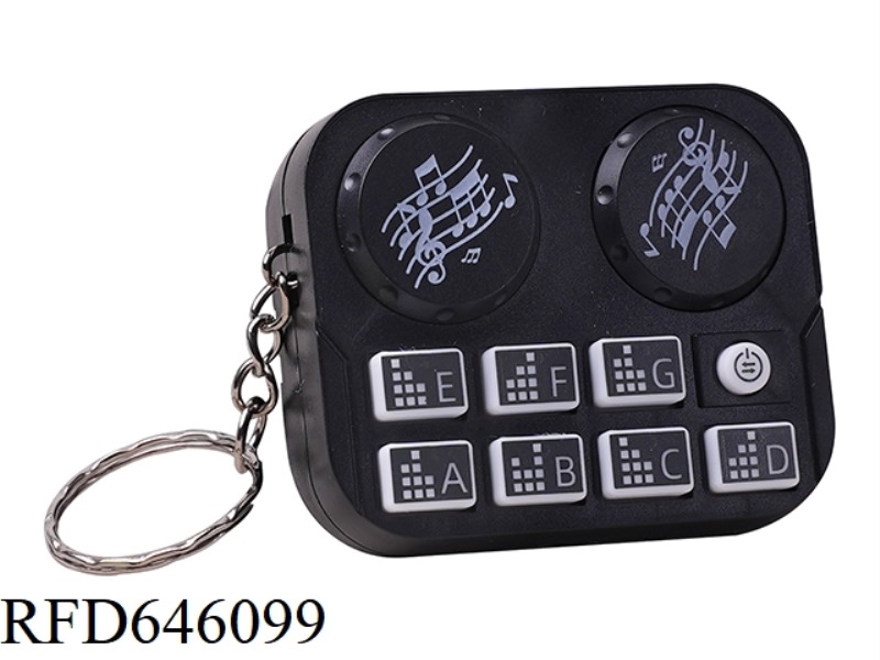 CARTOON NOTES EDUCATIONAL MINI MUSICAL INSTRUMENT PLAYER KEYCHAIN BLACK
