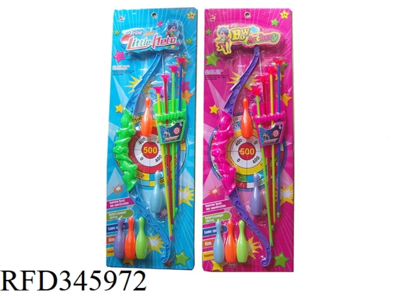 BOW AND ARROW WITH BOWLING BALL 2 COLORS MIXED