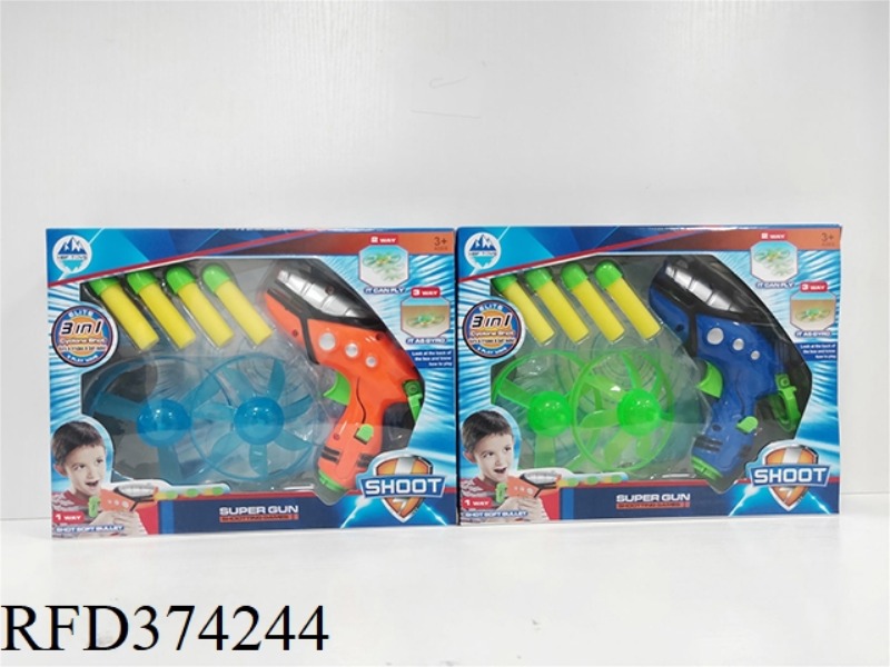 SOFT BULLET FRISBEE GROUND REVOLVER WITH LIGHT (ORANGE. BLUE)