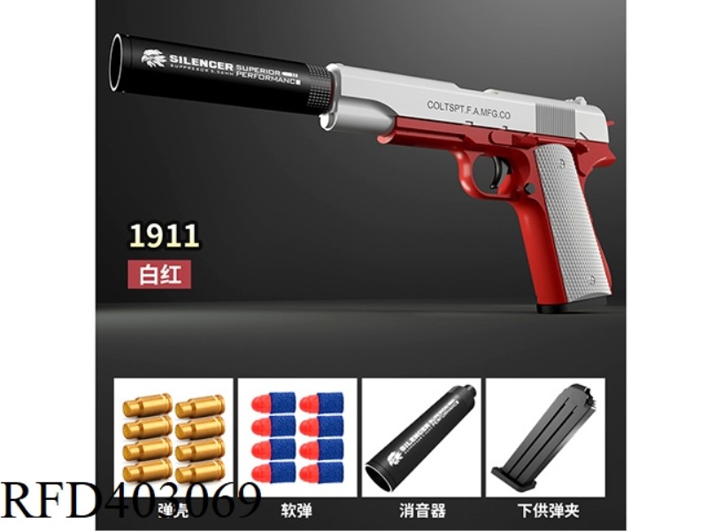 RED AND WHITE COLT 1911 SOFT BULLET GUN