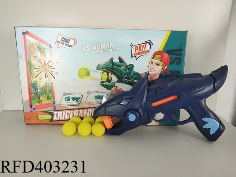CLOTH TARGET DINOSAUR GUN WITH 1 DINOSAUR GUN + 10 BALLS