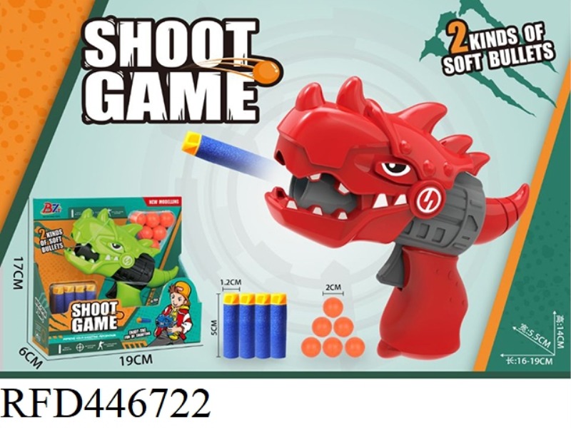 DINOSAUR TWO-IN-ONE SOFT BULLET GUN + PING PONG GUN