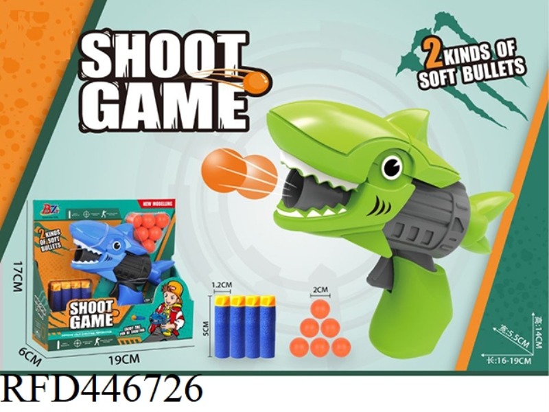 SHARK TWO-IN-ONE SOFT BULLET GUN + PING PONG GUN