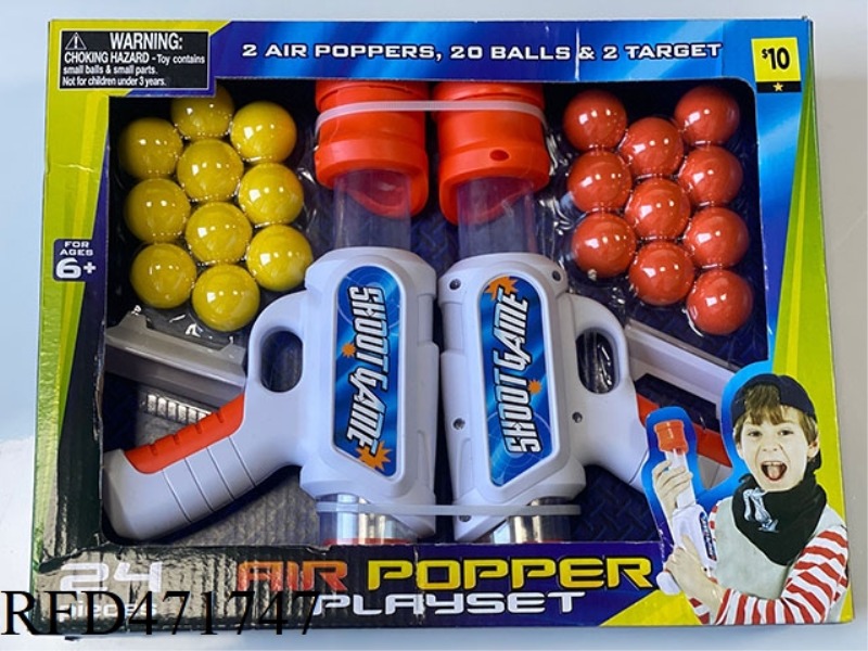 TWO AIR HOLSTERS ARE EQUIPPED WITH 20 BALL BULLETS
