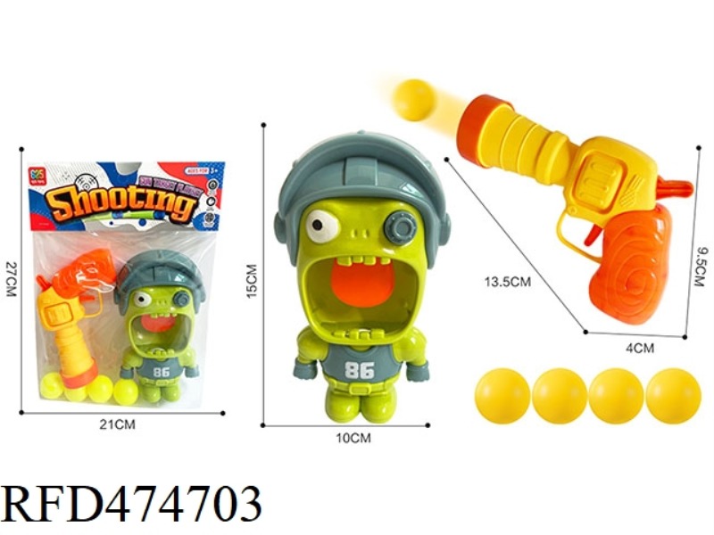 GREEN ZOMBIE PING PONG GUN TOY