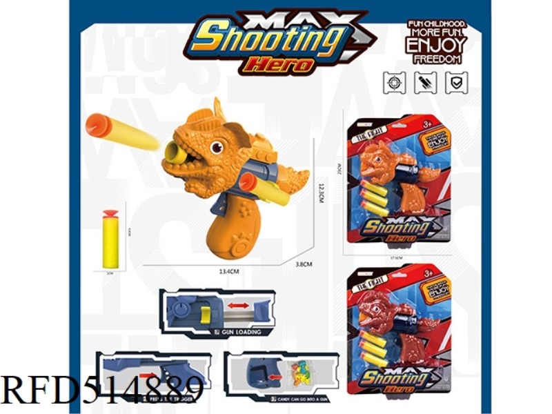 SINGLE HOLE DOUBLE RIDGE DRAGON SOFT GUN WITH 3 SOFT BULLETS