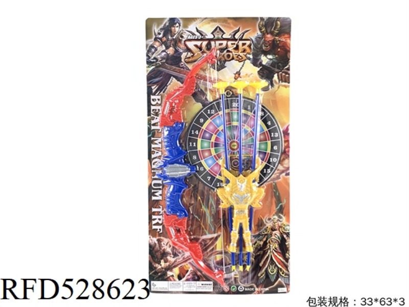 COLOR BOWS AND ARROWS. QUIVER. ROUND TARGET