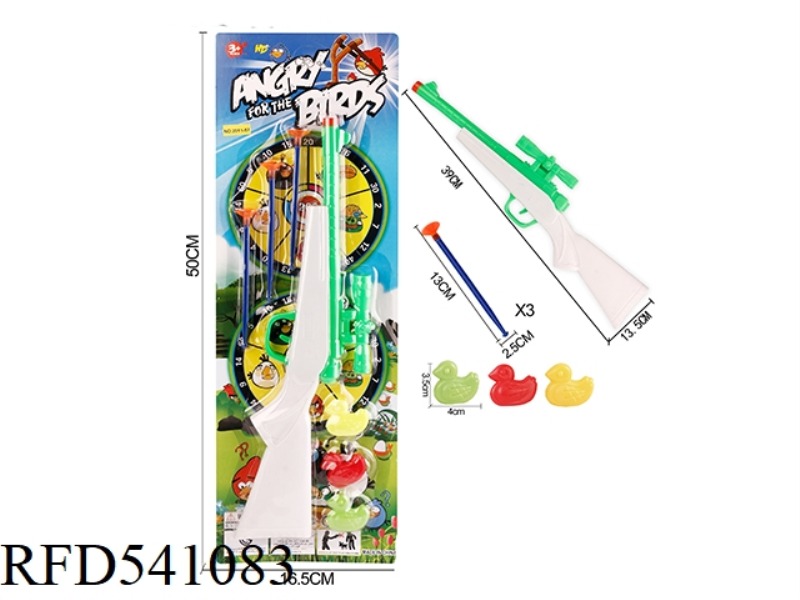 SOLID SOFT BULLET GUN ANGRY BIRD BOARD NEEDLE GUN WITH 3 DUCKS
