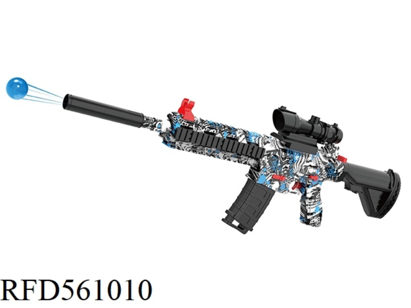 BLUE AND WHITE GRAFFITI M416 ELECTRIC WATER BOMB GUN
