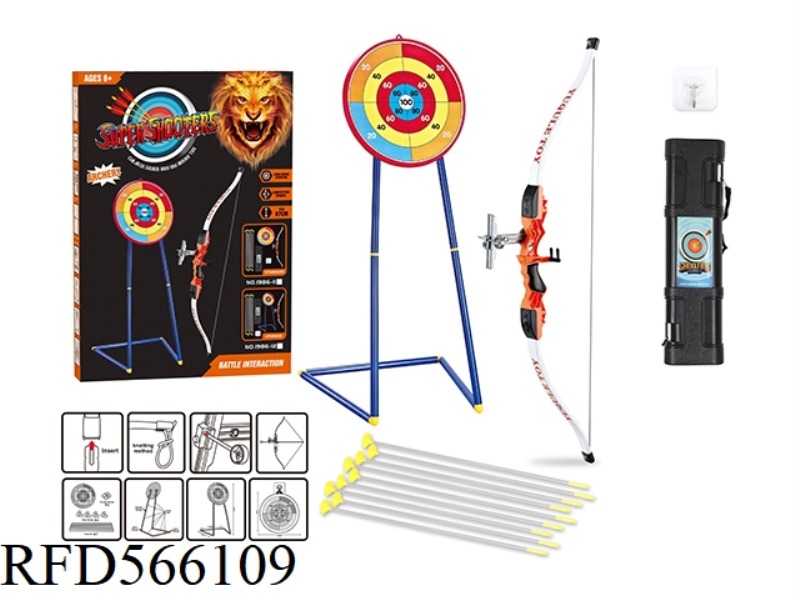 BOW (87CM) VERTICAL TARGET +9 ARROWS + QUIVER