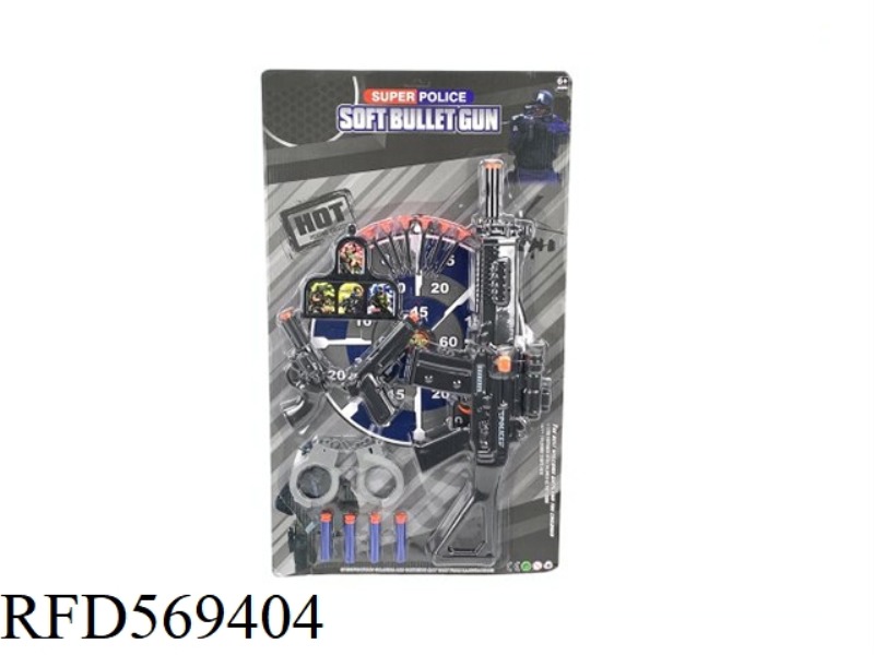 BLAST COMES WITH TARGET HANDCUFFS 2 NEEDLE GUN TARGET UMBRELLA BULLET POLICE SERIES SET C SOFT BULLE