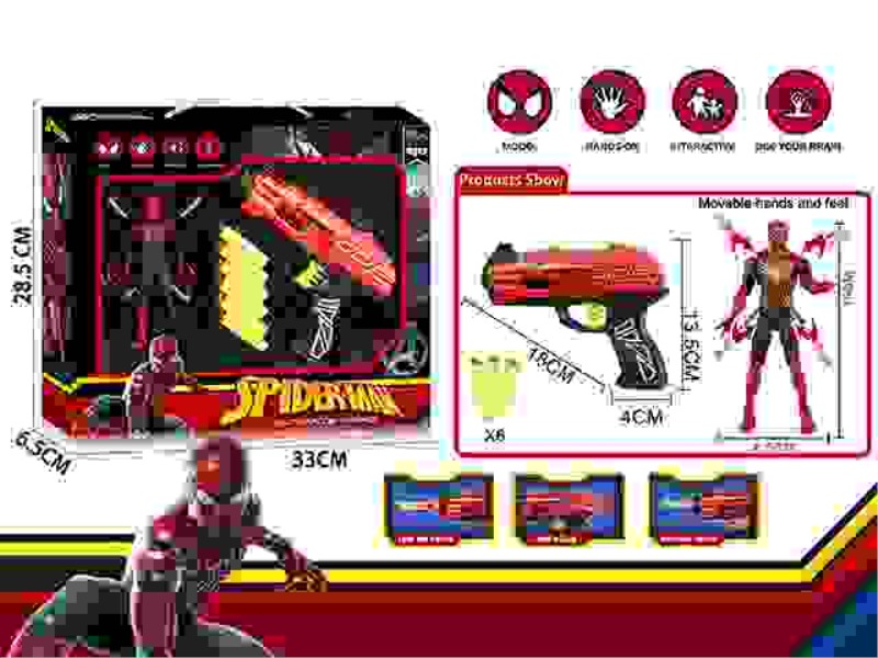 SPIDER-MAN SOFT GUN SET (MOVABLE JOINTS WITH LIGHTS AND ATTACHED WEAPONS)