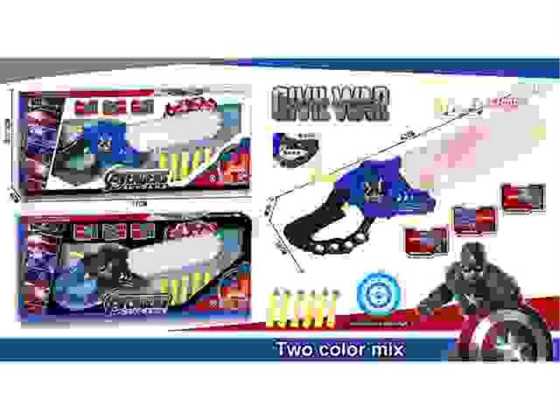 CAPTAIN AMERICA SOFT ELASTIC SAW (ACOUSTO-OPTIC VERSION) WITH LIGHTING AND MUSIC, INCLUDING 3 AG13 T