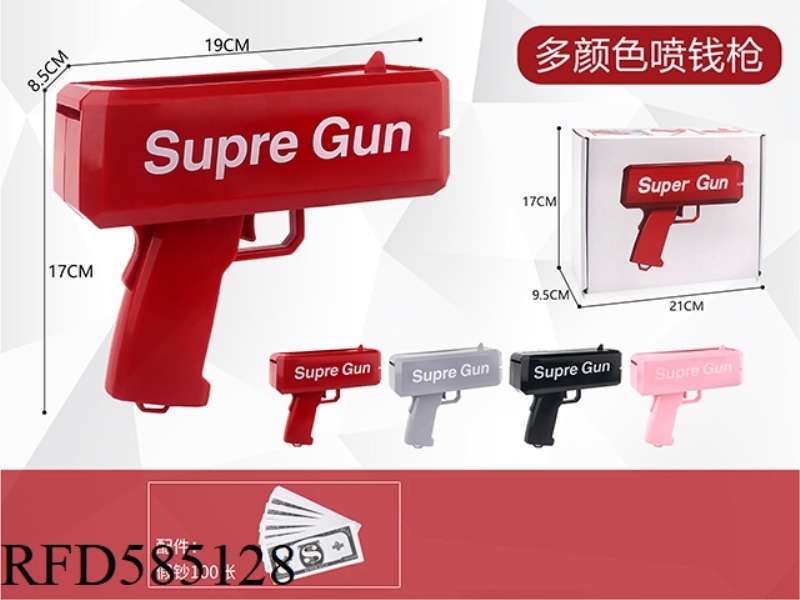 NEW RED SUPER GUN MONEY GUN WITH PAPER MONEY.