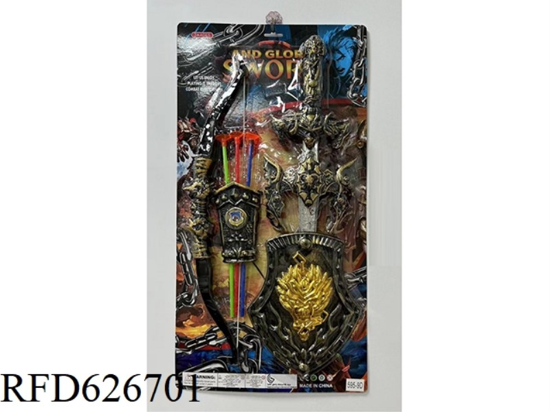 BRONZE SWORD. BOW AND ARROW. WRIST GUARD. SHIELD