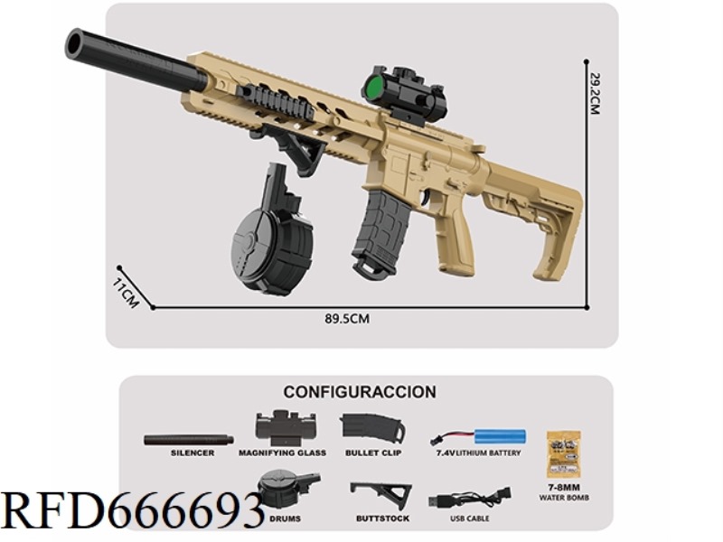 ELECTRIC WATER BULLET GUN - M4 VIPER HAND-AUTOMATIC LOWER FEEDING (MAGAZINE + DRUM PLATE)