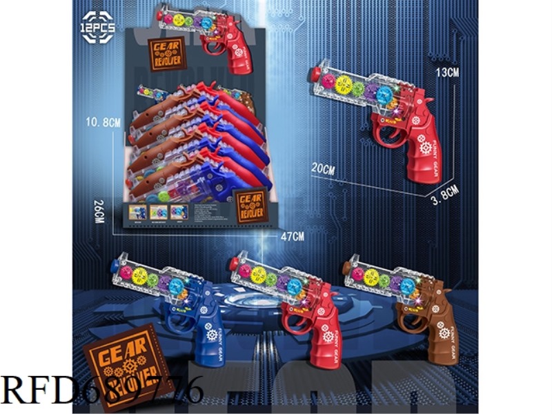 REVOLVER GEAR GUN (MUSIC, LIGHT) 12 PCS