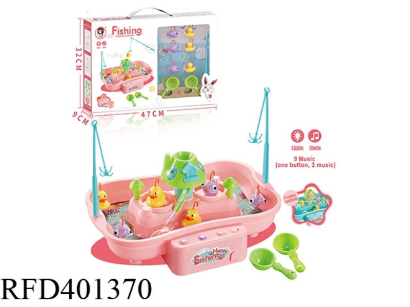 PLAY JIAJIA PINK DIAOYUTAI (3 LITTLE YELLOW DUCKS + 3 LITTLE PURPLE FISH) (MUSIC + LIGHT)