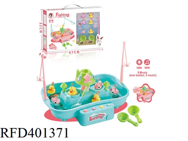 PLAY JIAJIA LIGHT GREEN DIAOYUTAI (3 LITTLE YELLOW DUCKS + 3 LITTLE PINK FISH) (MUSIC + LIGHT)