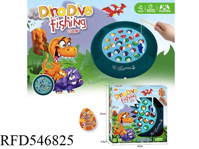 DINOSAUR ELECTRIC MUSIC FISHING TRAY (24 FISH)