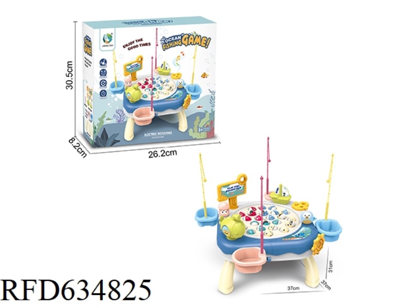PUZZLE CARTOON OCEAN KINGDOM ELECTRIC ROTARY FISHING TABLE TABLE INTERACTIVE GAME BLUE MEDIUM