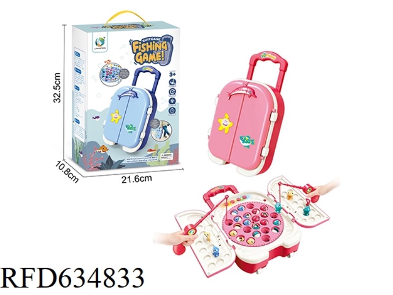 PUZZLE CARTOON TRAVEL TROLLEY BOX ELECTRIC ROTARY FISHING TRAY TABLE INTERACTIVE GAME PINK
