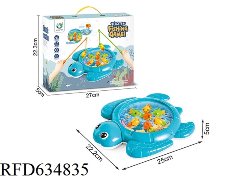 PUZZLE CARTOON ELECTRIC TURTLE SPINNING FISHING PLATE TABLE INTERACTIVE GAME BLUE