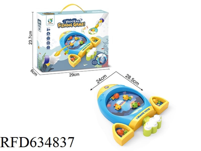 PUZZLE CARTOON ELECTRIC ROCKET SPINNING FISHING PLATE TABLE INTERACTIVE GAME BLUE