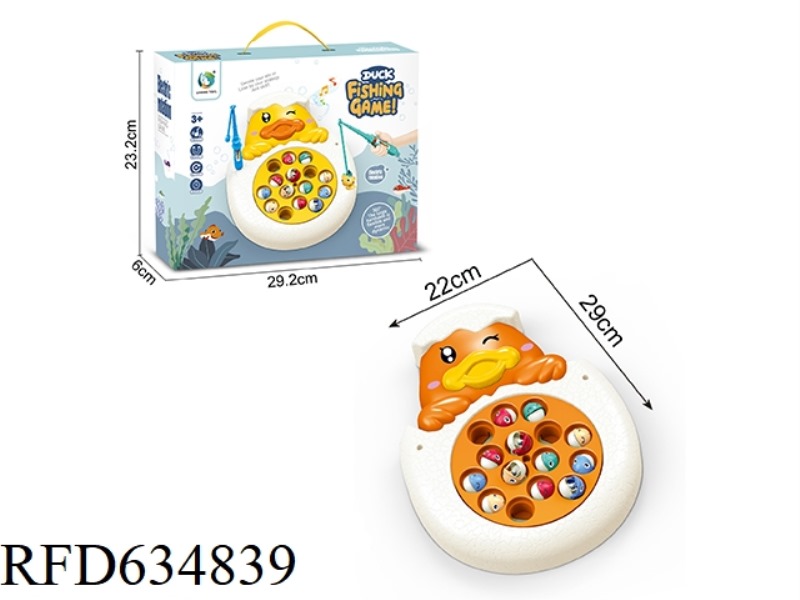 PUZZLE CARTOON ELECTRIC CUTE DUCK SPINNING FISHING PLATE TABLE INTERACTIVE GAME ORANGE