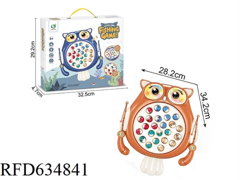 PUZZLE CARTOON OWL ELECTRIC ROTARY FISHING PLATE TABLE INTERACTIVE GAME COFFEE COLOR