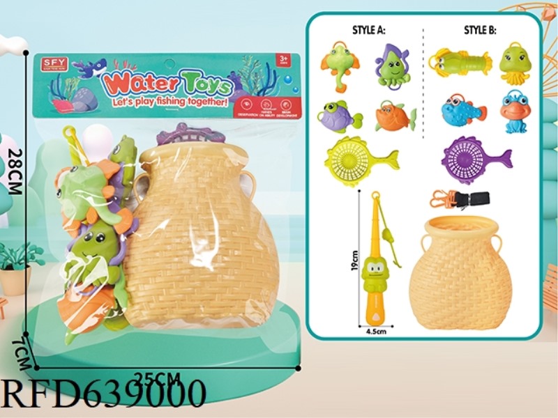 FISHING SET + FISH BASKET (8PCS CAN HOLD WATER)