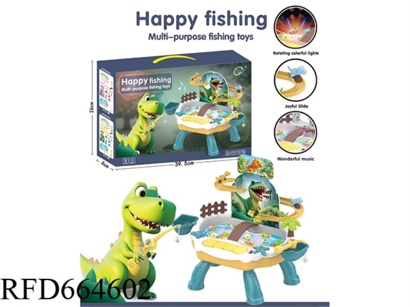 PUZZLE ELECTRIC FISHING TOY POOL SET, MAGNETIC DINOSAUR TRACK, LIGHT AND MUSIC, WATER PLAY AND FISHI