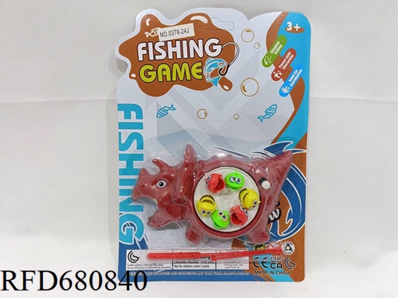 TRICERATOPS FISHING WITH HOOKS ON THE CHAIN.