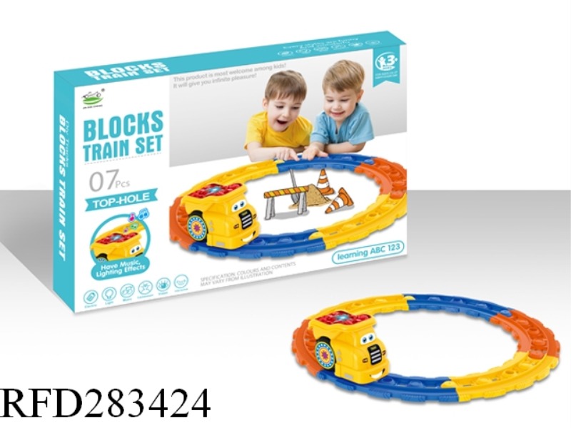 B/O CARTOON TRUCK PATHWAY WITH LIGHT AND MUSIC 7PCS
