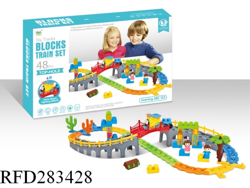 B/O CARTOON TRAIN PATHWAY WITH LIGHT AND MUSIC 48PCS