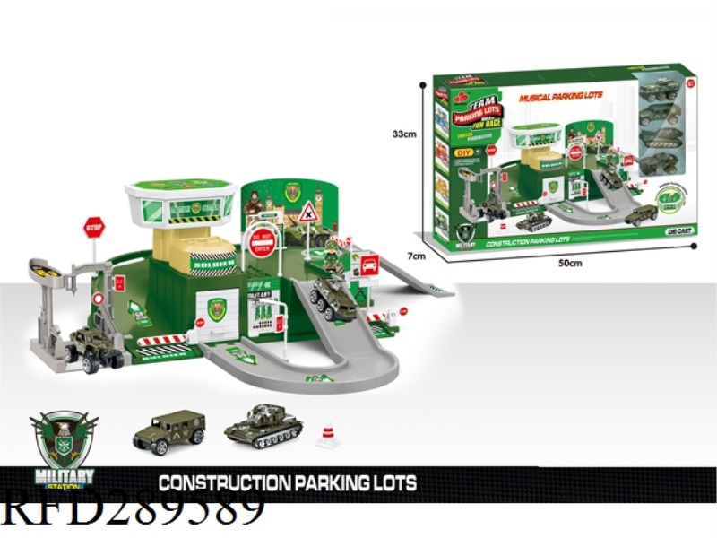 MILITARY SCIENCE REPAIR STATION PARK WITH MUSIC BOX AND ALLOY CAR 4PCS