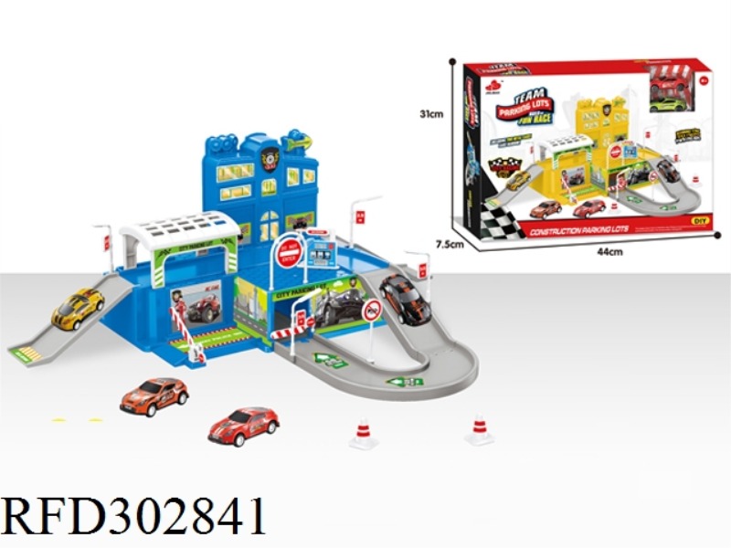 PROJECT,POLICE RACING CAR PARK WITH ALLOY CAR 2PCS