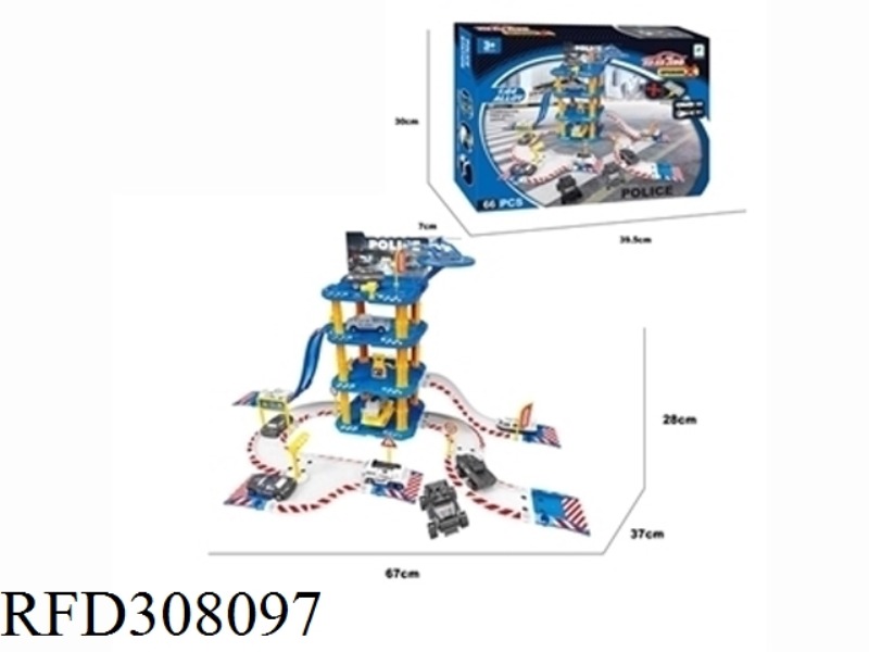 ALLOY POLICE CAR PARK SET(2 ALLOY CAR 1 AIECRAFT