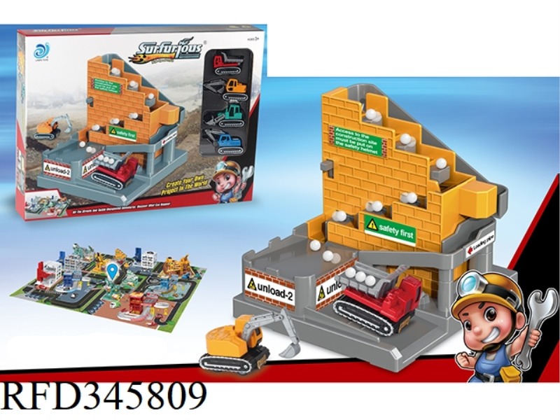 ENGINEERING HAULER+48PCS PUZZLE WITH 4 ALLOY CARS