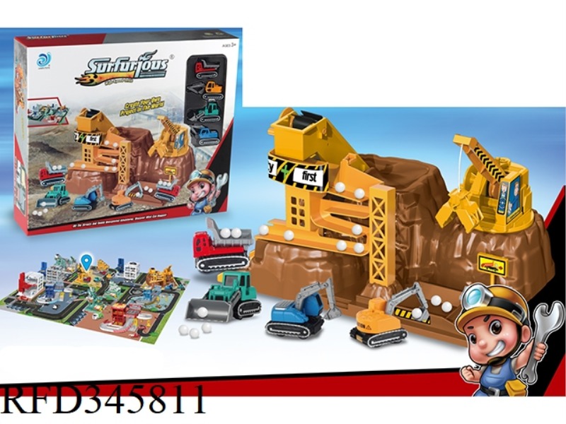 ENGINEERING CONSTRUCTION SITE +48PCS PUZZLE WITH 4 ALLOY CARS