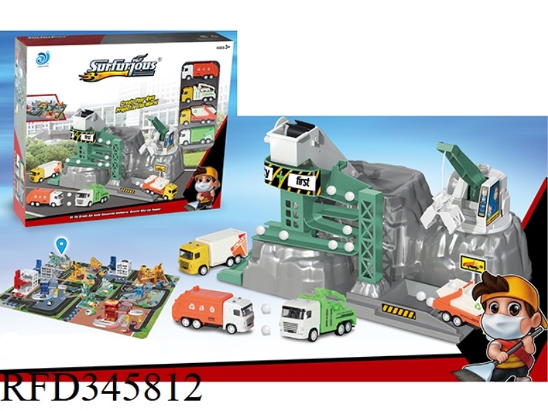 SANITATION CONSTRUCTION SITE +48PCS PUZZLE WITH 4 ALLOY CARS