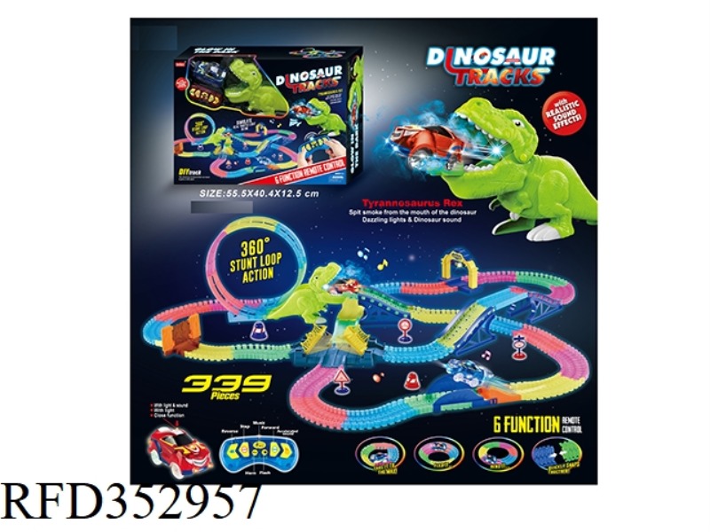 2.4G SIX-WAY REMOTE CONTROL ROLLER COASTER SPRAY DINOSAUR LUMINOUS RAIL CAR WITH LIGHT 339PCS (NOT I