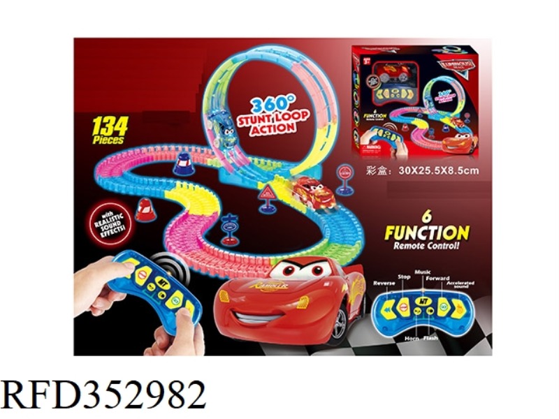 CAR GENERAL MOBILIZATION REMOTE CONTROL LIGHTS LUMINOUS ROTATING ROLLER COASTER RAIL CAR 134PCS (NOT
